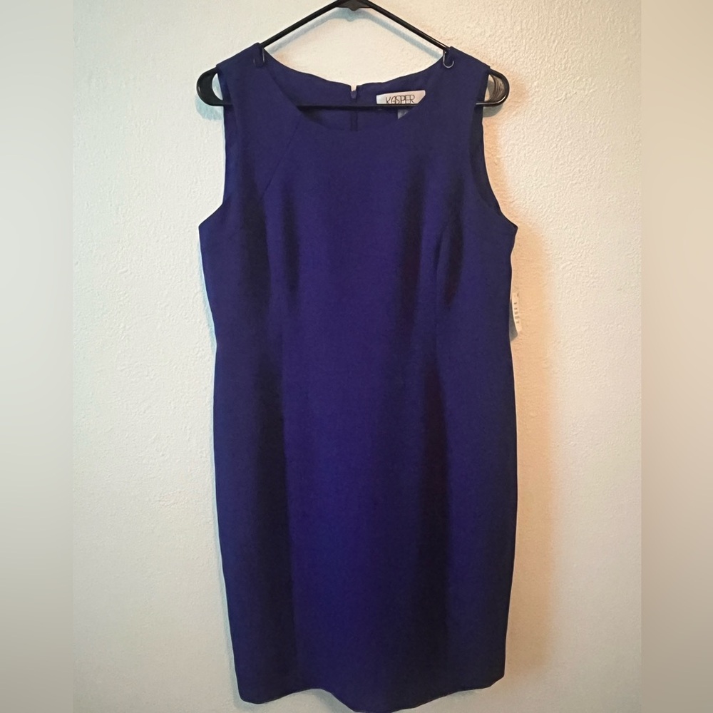 Kasper dress. Size 12P. Color: Indigo (dark blue/purple hue)